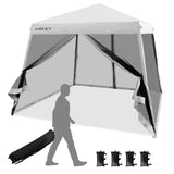 NNECW Instant Pop-up Height-Adjustable Canopy for Patio Camp Beach-White