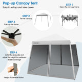 NNECW Instant Pop-up Height-Adjustable Canopy for Patio Camp Beach-White