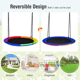 NNECW Blue Flying Saucer Tree Swing with Foam-Padded Galvanized Tube for Kids