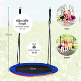 NNECW Blue Flying Saucer Tree Swing with Foam-Padded Galvanized Tube for Kids