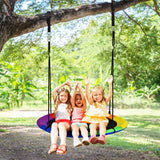 NNECW Blue Flying Saucer Tree Swing with Foam-Padded Galvanized Tube for Kids