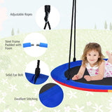 NNECW Blue Flying Saucer Tree Swing with Foam-Padded Galvanized Tube for Kids