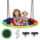 NNECW Green Flying Saucer Tree Swing with Foam-Padded Galvanized Tube for Kids
