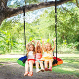 NNECW Green Flying Saucer Tree Swing with Foam-Padded Galvanized Tube for Kids