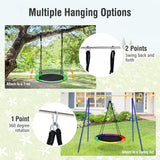 NNECW Green Flying Saucer Tree Swing with Foam-Padded Galvanized Tube for Kids