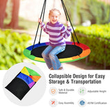 NNECW Green Flying Saucer Tree Swing with Foam-Padded Galvanized Tube for Kids