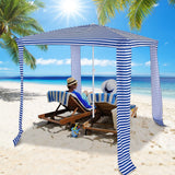NNECW Foldable and Portable Beach Canopy with Sun Protection for Beach and Patio-Blue
