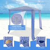 NNECW Foldable and Portable Beach Canopy with Sun Protection for Beach and Patio-Blue