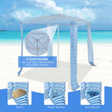 NNECW Foldable and Portable Beach Canopy with Sun Protection for Beach and Patio-Navy