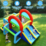 NNECW Inflatable Bounce House with Dual Slides and Basketball Hoop without Blower