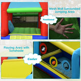 NNECW Inflatable Bounce House with Dual Slides and Basketball Hoop without Blower