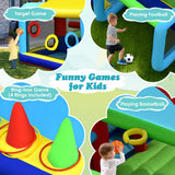 NNECW Inflatable Bounce House with Dual Slides and Basketball Hoop without Blower