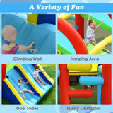 NNECW Inflatable Bounce House with Dual Slides and Basketball Hoop without Blower