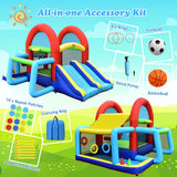 NNECW Inflatable Bounce House with Dual Slides and Basketball Hoop without Blower