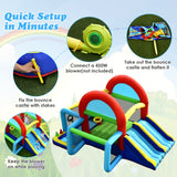 NNECW Inflatable Bounce House with Dual Slides and Basketball Hoop without Blower