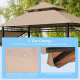 NNECW Outdoor Grill Gazebo with Dual Side Awnings for Patio/Garden-Brown