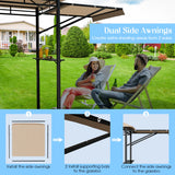 NNECW Outdoor Grill Gazebo with Dual Side Awnings for Patio/Garden-Brown