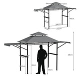 NNECW Outdoor Grill Gazebo with Dual Side Awnings for Patio/Garden-Grey