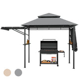 NNECW Outdoor Grill Gazebo with Dual Side Awnings for Patio/Garden-Grey