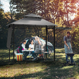 NNECW Outdoor Grill Gazebo with Dual Side Awnings for Patio/Garden-Grey