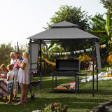 NNECW Outdoor Grill Gazebo with Dual Side Awnings for Patio/Garden-Grey