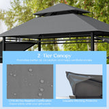 NNECW Outdoor Grill Gazebo with Dual Side Awnings for Patio/Garden-Grey