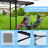 NNECW Outdoor Grill Gazebo with Dual Side Awnings for Patio/Garden-Grey