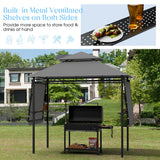 NNECW Outdoor Grill Gazebo with Dual Side Awnings for Patio/Garden-Grey