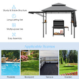 NNECW Outdoor Grill Gazebo with Dual Side Awnings for Patio/Garden-Grey