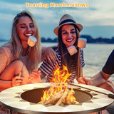 NNECW Outdoor Round Fire Pit Table with Mesh Screen Lid & Fire Poker