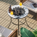 NNECW Outdoor Round Fire Pit Table with Mesh Screen Lid & Fire Poker