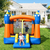 NNECW Inflatable Bounce House with Slide & Basketball Rim without Air Blower