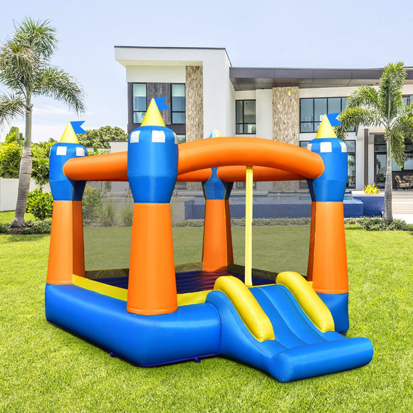 NNECW Inflatable Bounce House with Slide & Basketball Rim without Air Blower