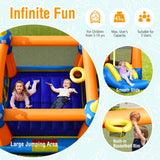 NNECW Inflatable Bounce House with Slide & Basketball Rim without Air Blower