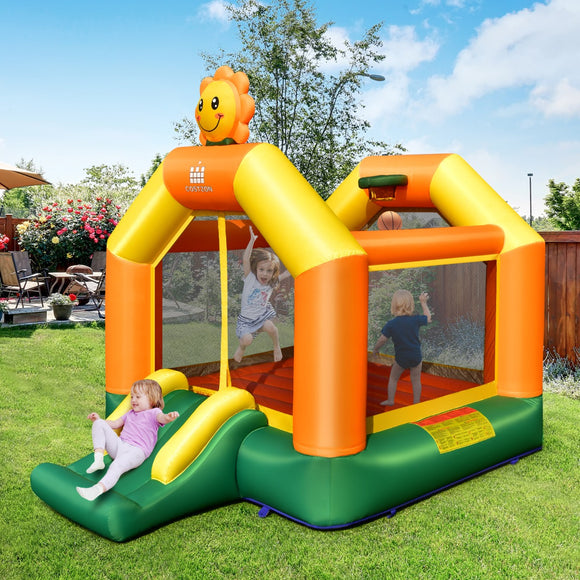 NNECW Sunflower Inflatable Bounce House with Slide for Outdoor Play with Blower