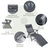 NNECW Outdoor Aluminum Chaise Lounge Chair with 8 Back and 2 Leg Adjustable Positions