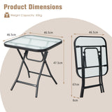 NNECW Folding Coffee Table with Tempered Glass Tabletop
