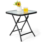 NNECW Folding Coffee Table with Tempered Glass Tabletop