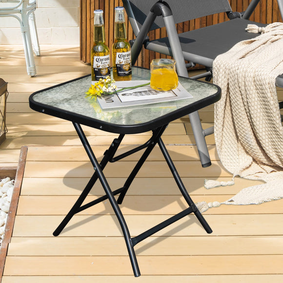 NNECW Folding Coffee Table with Tempered Glass Tabletop