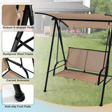 NNECW 2-seat Outdoor Swing with Adjustable Canopy for Patio/Garden-Beige