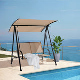 NNECW 2-seat Outdoor Swing with Adjustable Canopy for Patio/Garden-Beige