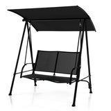 NNECW 2-seat Outdoor Swing with Adjustable Canopy for Patio/Garden-Black
