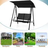 NNECW 2-seat Outdoor Swing with Adjustable Canopy for Patio/Garden-Black