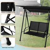 NNECW 2-seat Outdoor Swing with Adjustable Canopy for Patio/Garden-Black
