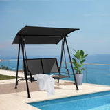 NNECW 2-seat Outdoor Swing with Adjustable Canopy for Patio/Garden-Black
