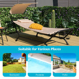 NNECW Patio Hanging Chaise Lounge Chair with Storage Bag-Beige