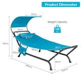 NNECW Patio Hanging Chaise Lounge Chair with Storage Bag-Navy