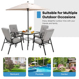 NNECW 6 Pieces Patio Dining Set with Umbrella & Stackable Chairs