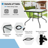 NNECW 6 Pieces Patio Dining Set with Umbrella & Stackable Chairs