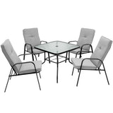 NNECW 6 Pieces Patio Dining Set with Umbrella & Stackable Chairs